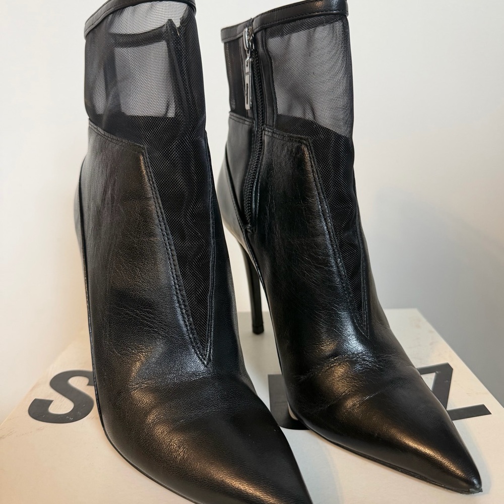 SCHUTZ Black Mesh Heeled Boots - Picture 2 of 9